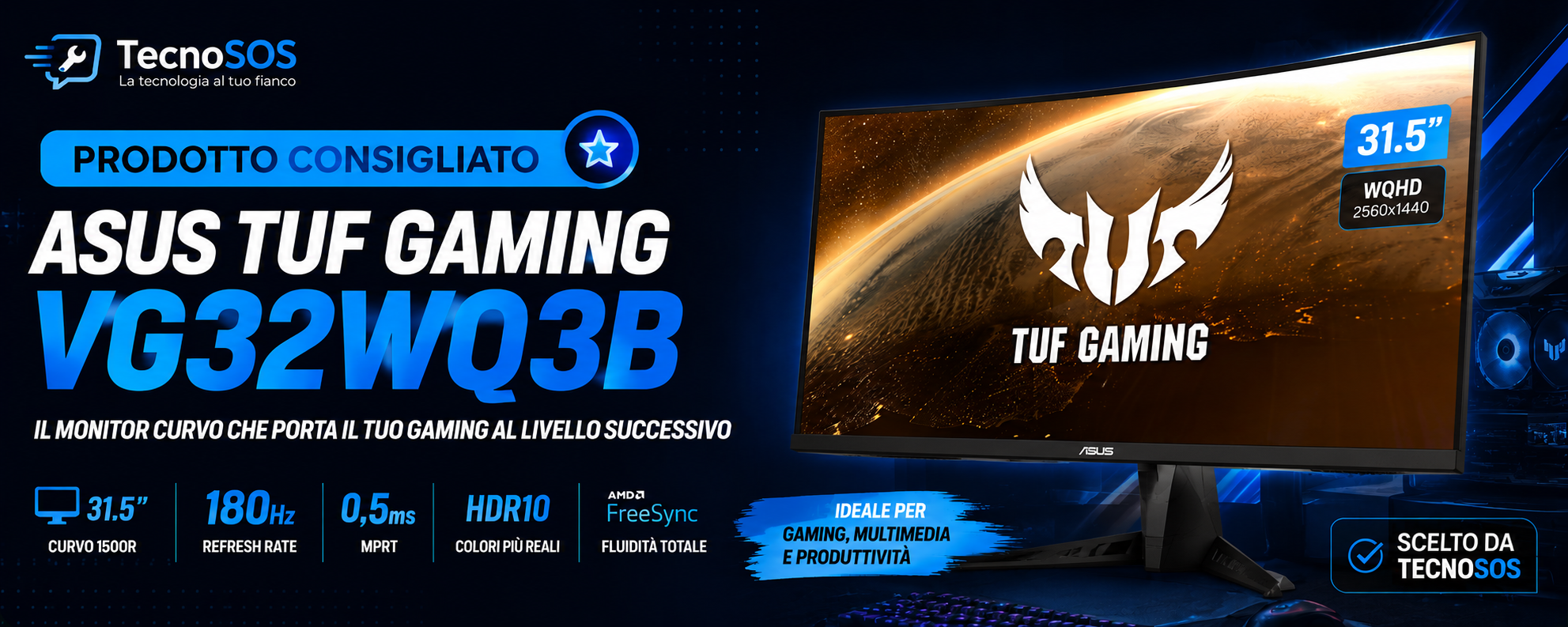 ASUS TUF Gaming VG32WQ3B: il monitor gaming 180Hz che sorprende