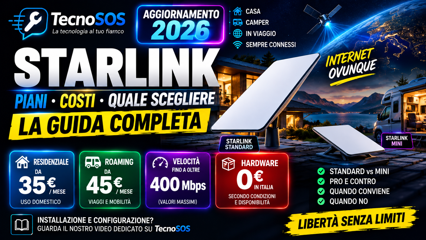 AGGIORNAMENTO Starlink nel 2026: piani, costi e quale scegliere davvero