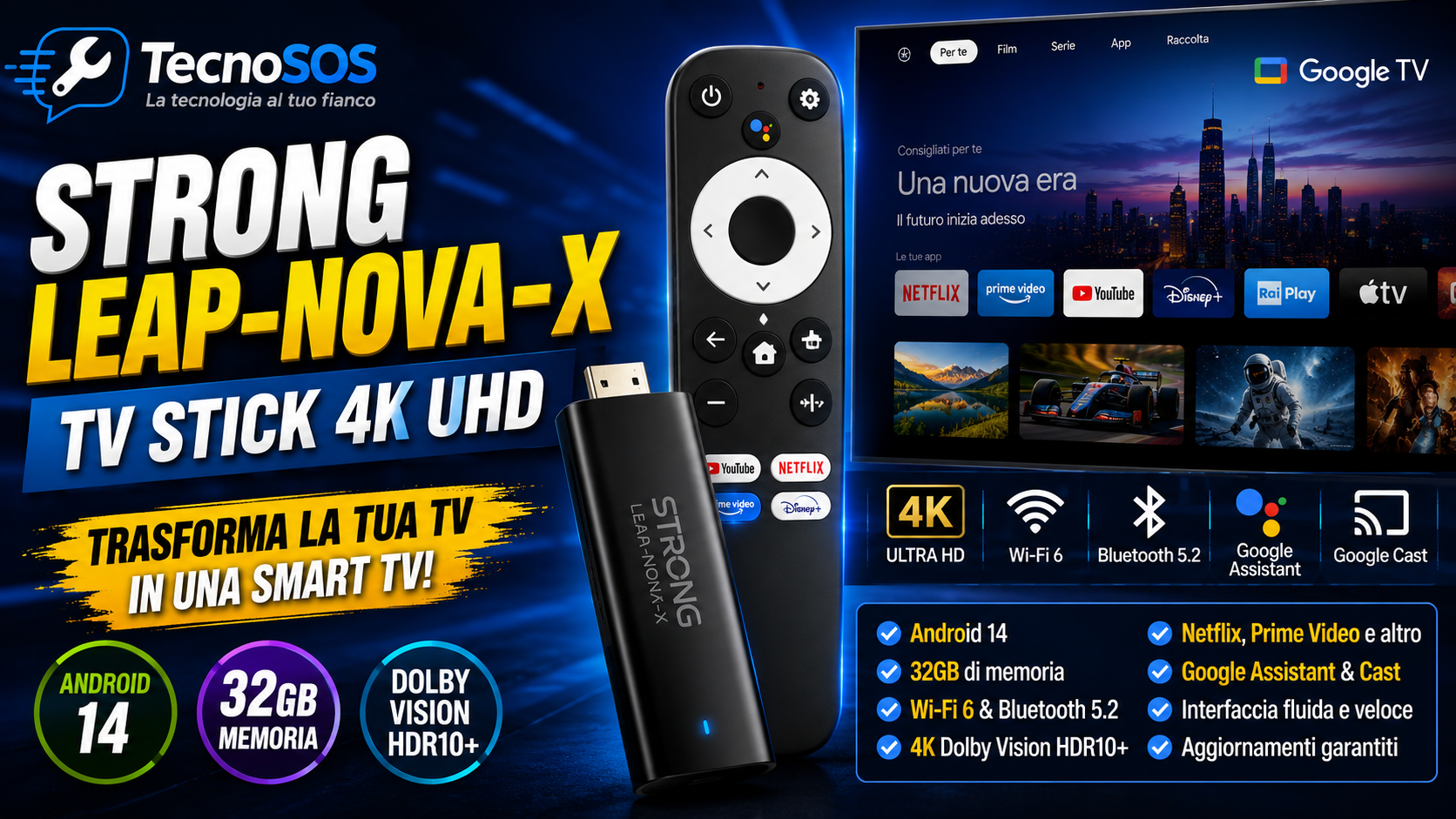 STRONG LEAP-NOVA-X recensione: Google TV, 32 GB e Wi-Fi 6 in una piccola stick
